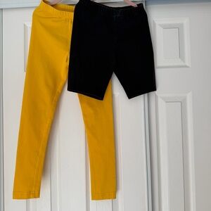 Hanna Andersson Yellow Classic Leggins And Black Biker Shorts Girls Size 8